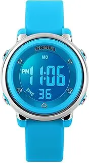 [Gosasa] Kids LED Digital Electrical Luminescent Silicone Outdoor Sport Waterproof Alarm Children Dress Wrist Watch with Stopwatch for Boys Girls (Light Blue)