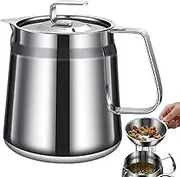 Grease Container with Strainer | Filtering Grease Pot,Large Capacity Versatile Reusable Oil Filter Vessel for Home Kitchen Frying Cooking Fine Mesh Strainer for Outdoor Camping Use