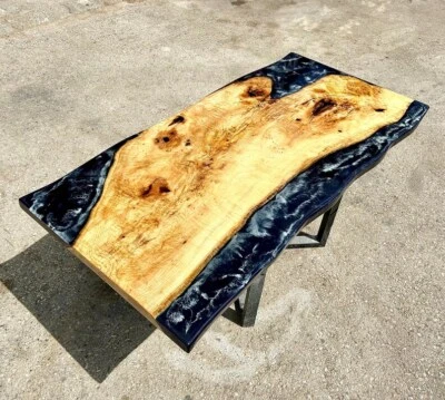 Foggy Grayepoxy table Walnut Wood Epoxy Resin Dining Table - Custom Design