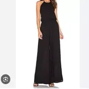 Krisa Tie Back Halter Jumpsuit Small Black Wide Leg NWT Revolve