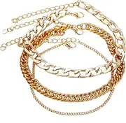 BESTYASH Retro Style Metal Chain Anklet Creative Ankle Jewelry Foot Pendant Chain Multilayer Anklets for Daily Wear