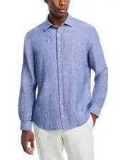 The Men's Store at Bloomingdale's Yarn-Dyed Standard Fit Linen Shirt in Cadet - Exclusive