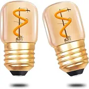 TobeBright 1W E27 LED Night Light Bulbs, Mini Spiral Filament Vintage Bulbs, T28 Tubular Edison Tube Lights Warm White 2200K, Amber Glass, 10W/15W Equivalent, 35 Lumen, Non-Dimmable, 2 Pack