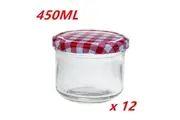 12 x 450ml Screw Top Preserving Glass Jam Jar CONSERVE JARS Candle Making Lid WMLLL