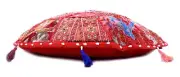 Indian Round Embroidered Khambadiya Patchwork Cushion Covers Sofa Chair Decor