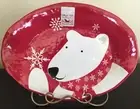 x3 SERVING PLATTERS Melamine POLAR BEAR SNOWFLAKE Holiday Winter RED NWT
