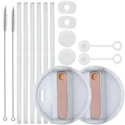 40Oz Cup Set with Reusable Straws, Spill-Proof Stopper, Lid (H2.0)