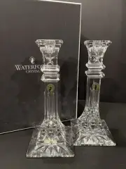 Waterford Crystal LISMORE Vintage 10 inch Candlesticks In Box Ireland