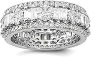 [JewelryWeb] 6.50mm 925 Sterling Silver Rhodium Plated CZ Simulated Diamond Eternity Band-Eternity Ring for Women and Men