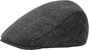 [Oshhni] Beret Hat Men Flat Cap Casual Herringbone Hats Birthday Gift Plaid Cap Newsboy Hat for Travel Outdoor Camping Hiking Fishing
