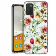 For Samsung Galaxy A03s A02s TPU Case Cover+Glass(Watercolor Flowers)