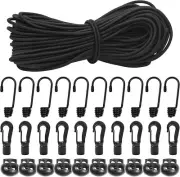 3/16"Bungee Shock Cords with Hooks,98 Feet Elastic Nylon Cords Kayak Stretch