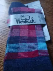 Woolrich socks large lg L plaid merino lambswool wool women men crew blue red
