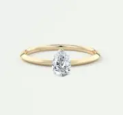 0.90 Ct Pear Cut E/VVS Lab Created Grown Diamond Engagement Ring 14K Yellow Gold