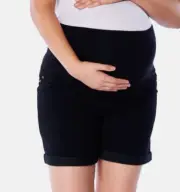 Ladies size 14 Black denim MATERNITY over belly shorts ANKO stretch NEW 9407