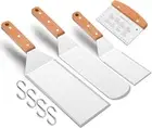 Leonyo Metal Spatula Set of 4, Stainless Steel Griddle Accessories - Grill Spatu