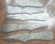 Custom-Handmade-Damascus-Steel-Oster-knife-Blank-Blades-Knife-Lot-Of-5-In-Fire