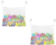 2Pcs Mesh Bath Toy Storage Organizer, Durable Bath Toy Net Bathtub Toy HolderToddler Shower Caddy Shower Organizer Kids Bathroom for Toys, Shampoo & Soap