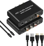 HDMI ARC Audio Extractor 192KHz DAC Converter ARC Audio Extractor Support Digital HDMI Audio to Analog Stereo Audio RCA L/R Coaxial SPDIF and 3.5mm Jack ARC Audio Adapter for TV