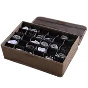 30 Grids Ties Socks Underwear Divider Wardrobe Organizer Storage Box With Lid Coffee