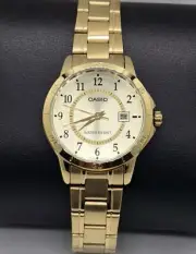 CASIO LTP-V004G-9BUDF Gold Stainless Steel Women Analog Watch NWT