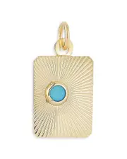 Moon & Meadow 14K Yellow Gold Turquoise Sunray Dog Tag Pendant