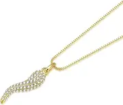[Espere] Gold Italian Horn with Crystal Studs, Cubic Zirconia, Cubic Zirconia