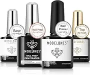 Modelones Nail Dehydrator and Primer with Gel Base & Top Coat Set, Acid Free Acrylic Supplies Primer Glossy Gel Nail Polish Top Coat Starter Kit