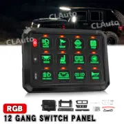 RGB 12 Gang Switch Panel On-Off LED Light Bar Relay System Marine Boat 12/24V