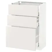 METOD base cabinet with 3 drawers, white Maximera/Veddinge white, 60x37x80 cm