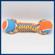 GGP 2 Pcs Orange Durable Cotton Rope And Tennis Ball Dog Toy Set Chew Resistant Tug Toys With Rope Dumbbell Perfect For Dogs Of All Sizes
