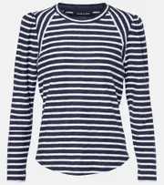 [Veronica Beard] Veronica Beard Striped cotton jersey top AU 10 blue