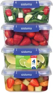 Sistema KLIP IT plus Food Storage Containers | 1 L | 4 Piece Airtight Contain...