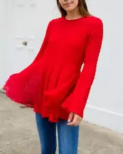 Seed Heritage Bold Red Ladies Size 8 Long Blouse / Dress Sheer NWT RRP $99.95