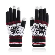 Women Men Winter Snowflake Knitted Gloves