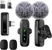 Wireless Lavalier Microphone for iPhone - Android Phone / Tablet / PC LED Display Mini Mic with Noise Reduction, Auto Pairing & Mute for Tiktok YouTube Video Recording Vlog Interview Live Streaming