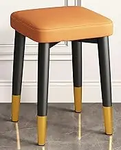 4 Pcs Dining Table Round Stools Stackable Carbon Steel Stool Chairs with Non-Slip Footpads Comfortable Seat for Dinning, Kitchen, Home, Garden, Living Classroom,Orange