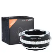 K&F Concept Lens Adapter Nikon G F lens to Sony E NEX a5100 A7II A7R4 R5 a6000