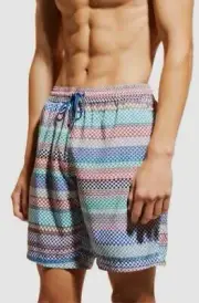 $175 Paul Smith Men's Blue Check Swim Shorts Size S