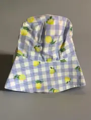 NWT Janie And Jack Girls Bucket Hat W/Lemons In Blue Plaid