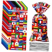 100 Pcs International Flag Candy Party Bags World Country Flags Treat Bags