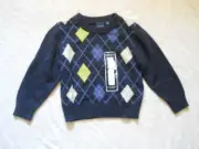 Sonoma Life + Style Sweater Boys 4 Blue Neon Green White Argyle Design Crew Neck