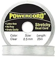 Powercord Elastic Cord Clear 0.5mm Diameter 27.3 Yards / 25 Meters