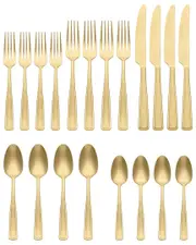 Oneida Reid Vintage Champagne Tumbled 20 Piece Flatware Set