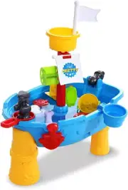 Water Table, 21Pcs Sandpit Toys Kids Pretend Play Set Toddler Sand Tables Baby A