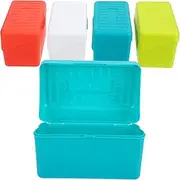 LAPYAPPE 4Pcs Index Card Holder Portable Plastic Note Card Box for Organizing Business Cards Recipes Photos and for Office Use