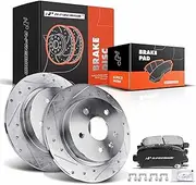 A-Premium 11.49 inch(292 mm) Rear Drilled and Slotted Disc Brake Rotors+Ceramic Pads Kit Compatible with Select Buick and Chevrolet Models - Regal 2013-2017, Malibu 2015, Malibu Limited 2016, 6-PC Set