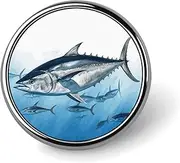 [FZMVSQH] Bluefin Tuna Thunnus Printed Round Button Pin Badges Metal Pinback Buttons 1 Inch Pins for Hat Shirt Clothing Bags Decoration, Circular, Aluminum, Circular, Aluminum