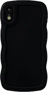 Caseative for iPhone Xr Case, Solid Color Curly Wave Frame Soft Compatible with iPhone Case, Phone Accessories (Black,iPhone Xr)