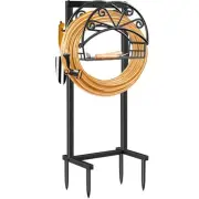 Garden Hose Holder Upgraded Water Hose Holder with Storage Basket 2 Tool Hook...